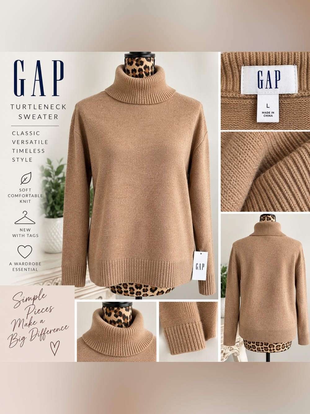 GAP Women's Camel Turtleneck Sweater